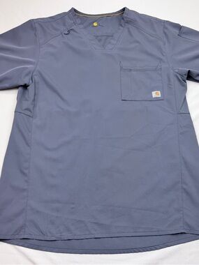 Carhartt Men's Gray V-Neck Scrub Top with Chest Pocket